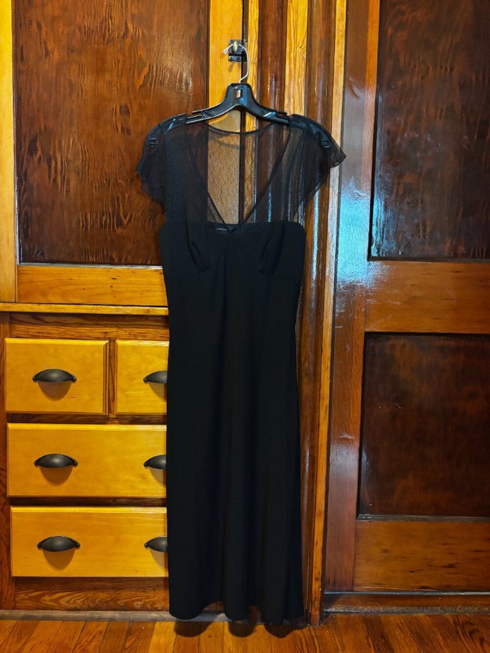 Vintage Moda International Women's Black Midi Dress Size 10